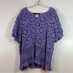 DENIM 24/7 Women’s lavender Crochet Top size 1X
